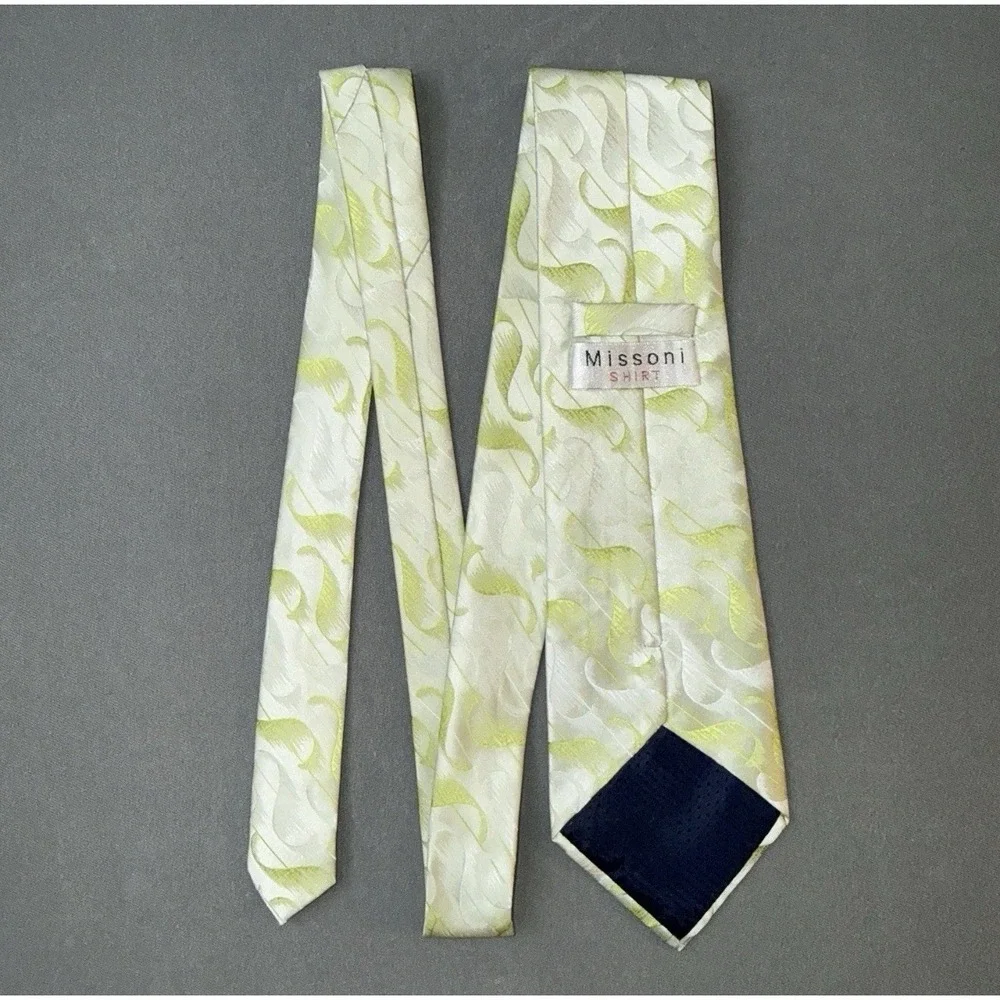 Men's Missoni 100% Polyester Abstract Pattern Green/White Necktie
